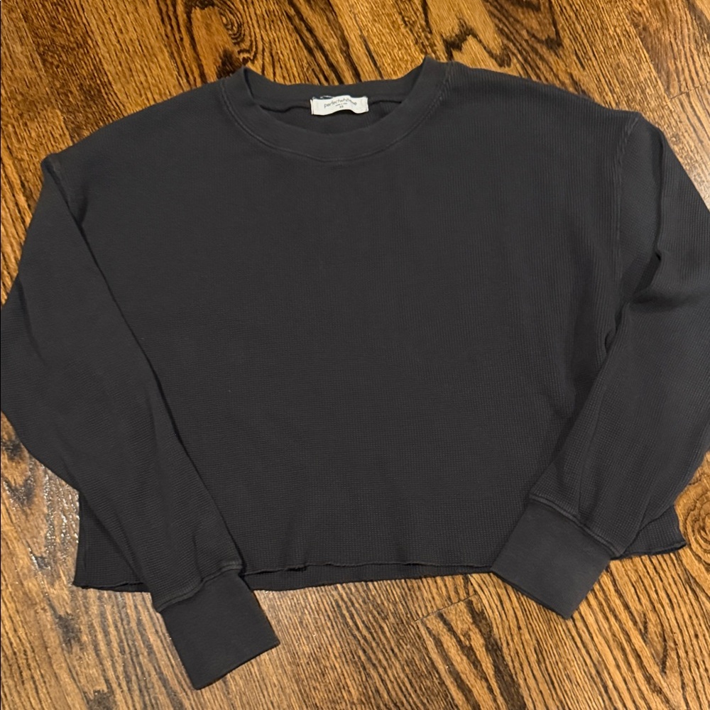 perfectwhitetee Waffle Knit cropped long sleeve